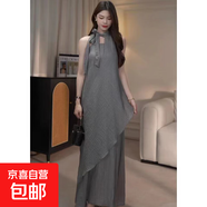 連衣裙女2025夏季新款無(wú)袖氣質(zhì)法式高級感不規則顯瘦裙子1690 灰色 M 【100-110斤】