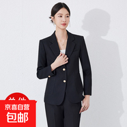 時尚簡約純色西服套裝女新款通勤單排扣氣質(zhì)女神范職業(yè)西裝長袖秋 黑色 單件西裝（JY6575） 2XL