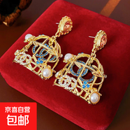 銀針不規(guī)則珍珠復(fù)古耳環(huán)小眾設(shè)計(jì)感法式耳釘耳墜時(shí)尚氣質(zhì)耳飾批發(fā) 88#銀針-金色