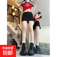 2025年新款側開(kāi)叉包臀半身裙女防裙褲夏季高腰顯瘦a字短裙潮 黑色 S 【建議80-100斤】