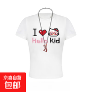 純棉式卡通KT貓字母印花短袖T恤女修身辣妹風短袖上衣GBYL1-50537 白色（高質(zhì)量款） M
