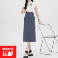 夏季高腰顯瘦開(kāi)叉半身裙新款中長(zhǎng)款氣質(zhì)西裝時(shí)尚輕職風(fēng)一步裙子女 溫柔知性灰色*垂感西裝 輕薄 S