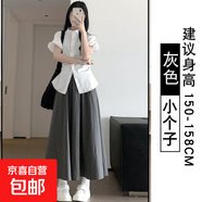 白色奶芙半身長裙女2025夏季新款高腰a字裙百褶裙顯瘦百搭仙女裙 灰色-小個(gè)子【錦綸面料】 XL 【125-140斤】