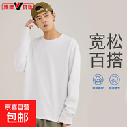【大牌清倉(cāng)】爆款同廠直發(fā)長(zhǎng)袖T恤男春秋季薄款打底衫上衣精梳棉 白色 2XL