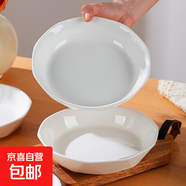 7英寸白色鉆石陶瓷盤家用創(chuàng)意菜盤高顏值炒菜盤簡約百搭圓形盤 【素雅白】高級(jí)鉆石盤2個(gè)裝