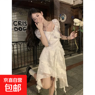 2025新款法式初戀不規(guī)則白色公主生日禮服連衣裙女夏季絕美小個子 白色 M