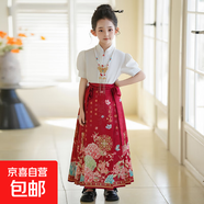 兒童馬面裙女童漢服中國風(fēng)2025新款小女孩古風(fēng)唐裝新中式服裝夏季 317紅色套裝【上衣+裙子】 150 【建議55-68斤】