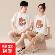 純棉情侶睡衣男款夏季女士短袖2025新款夏天短袖卡通家居服套裝 Z66040情侶 L 女