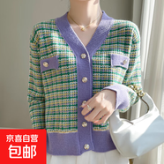 2025新款高級感上衣外搭針織女短外套毛衣/XDPJ02-X BSZ07浪漫紫 M 85-105斤