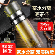 【?京東物流配送】大容量茶水分離商務泡茶杯高硼硅雙層玻璃水杯 【活動】銀本色 350ml