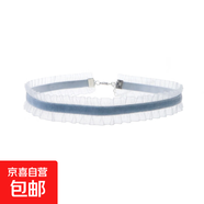 日韓甜美少女霧霾灰藍(lán)色蕾絲蝴蝶結(jié)愛心項(xiàng)鏈CHOKER頸鏈短款鎖骨鏈 灰藍(lán)絲絨波浪鎖骨鏈