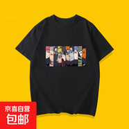 200克純棉火影忍者印花t恤兒童男童短袖夏個(gè)性復(fù)古潮上衣BT701YL 黑色【3531】 160