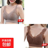 無(wú)鋼圈蕾絲美背抹胸內衣小胸聚攏裹胸內衣女學(xué)生韓版抹胸背心式 2件裝：卡其+咖啡 M 【80-105斤】