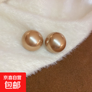 銀針大珍珠圓圈耳環(huán)時(shí)尚小眾夸張氣質(zhì)高級感耳釘法式復古百搭耳飾 69#銀針-金色珍珠圓形