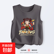 兒童短袖2025新款哪咤服裝男童夏季純棉t恤上衣女童衣服 灰色BX（k黃字哪吒） 140