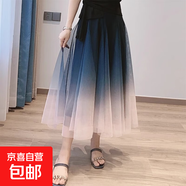 春秋新款漸變色網(wǎng)紗裙女2025爆款韓版時(shí)尚顯瘦高腰中長(cháng)款仙女長(cháng)裙 5520漸變色粉灰色 常規 XL 推薦125-140斤