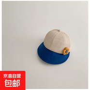 兒童大帽檐遮陽(yáng)防曬帽子夏季網(wǎng)眼可愛(ài)鴨舌漁夫帽透氣女寶寶太陽(yáng)帽 寶藍-小黃花純色大檐帽 建議年齡1歲~9歲