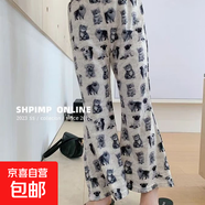 女寶寶時(shí)尚卡通喇叭褲2024夏季冰絲薄款女童洋氣百搭休閑褲子 寵物貓狗 140