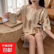 2025睡衣女夏天棉質(zhì)短袖短褲夏季薄款卡通少女生休閑家居服套裝 HZ33401 L