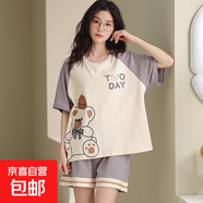新款純棉睡衣女士夏季短袖薄款短褲春秋款夏天家居服女套裝 Z58160女款 M