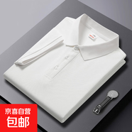 【輕奢商務(wù)】夏短袖t恤男翻領(lǐng)商務(wù)休閑純色寬松大碼半袖男polo衫 P01白色 2XL (建議135-150斤)