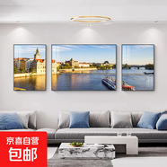 現(xiàn)代輕奢客廳裝飾畫都市風(fēng)景三聯(lián)畫沙發(fā)背景墻壁畫臥室床頭掛畫 03款-繁華都市 60*80/120*80/60*80高檔水晶亮面 鋁合金金框
