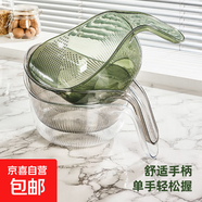 淘米新款廚房多功能洗菜洗米家用手柄水果細孔盆子淘菜瀝水籃加厚 透明色【小號】