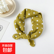 全棉絲巾小方巾女士春季新款歐美頭巾百搭腰果印花棉麻圍巾 QM5805-波點(diǎn)黃 58*58cm