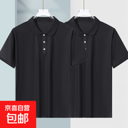 夏季薄款POLO衫男士冰絲透氣短袖t恤男寬松翻領(lǐng)休閑體恤男百搭 純黑+純黑【光版蝴網(wǎng)POLO衫】 5XL 建議180-200斤
