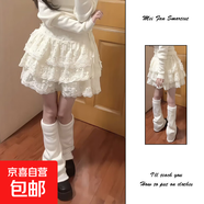 辣妹純欲蕾絲邊蛋糕裙女夏季甜美高腰設計感小個(gè)子奶油蓬蓬半身裙 奶杏色 M