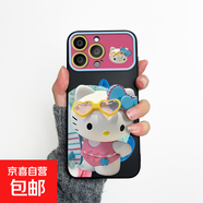 手機殼適用OPPO/VIVO/realme真我保護套hello kitty貓沖浪防摔全包鏡頭個(gè)性創(chuàng  )意男女款潮 磨砂大視窗-黑色-AE151沖浪凱蒂 IQOOZ9