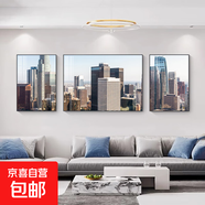 現(xiàn)代輕奢客廳裝飾畫都市風(fēng)景三聯(lián)畫沙發(fā)背景墻壁畫臥室床頭掛畫 06款-繁華都市 60*80/120*80/60*80高檔水晶亮面 鋁合金金框