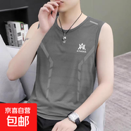 無(wú)袖背心男冰絲速干夏季寬肩冰感跑步訓練青少年運動(dòng)籃球健身上衣 WA灰色【網(wǎng)眼背心】 5XL (建議180-200斤)