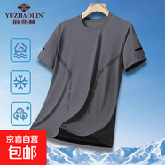 俞兆林（YUZHAOLIN）涼感冰絲t恤男士短袖2025新款夏季薄款速干透 【一件裝】灰色 L 【建議105-115斤】