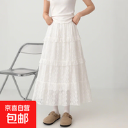 白色半身裙女春夏2025新款腰a字中長(zhǎng)款溫柔風(fēng)小個(gè)子蛋糕裙 白色-小個(gè)子款 S