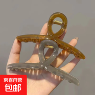 【送女友】超值多件套發(fā)夾亞克力發(fā)圈高馬尾山茶花心發(fā)飾 2件套【13cm咖色+灰色】/