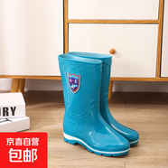 雨鞋高筒加絨防水鞋保暖防滑雨鞋女士中筒時(shí)尚水靴短筒耐磨雨靴女 中筒墨綠色 858 37