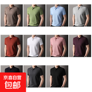 絲光棉短袖上衣男士翻領(lǐng)純色夏季新款百搭時(shí)尚230g純棉t恤男 淺灰 L 175/92A