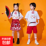 六一兒童表演服裝幼兒園啦啦隊(duì)演出服小學(xué)生可愛(ài)合馬面裙?jié)h服 男孩紅色全套+襪【中國(guó)風(fēng)】 140
