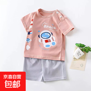 童馨源寶寶短袖套裝薄款兒童夏裝兩件套 宇航員圖案短袖套裝 100 建議身高90cm 左右