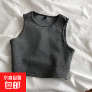 歐美風(fēng)小背心女裝高腰顯瘦內搭T恤女彈力短款無(wú)袖打底衫女夏百搭 深灰 XL