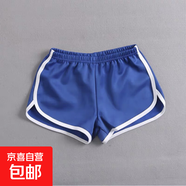 純色運動短褲女休閑熱褲寬松夏外穿高腰三分闊腿褲內(nèi)穿睡褲打底褲 J01簡約褲-藍色  3XL