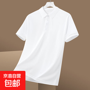 冰絲男裝polo衫男士短袖吸濕速干衣2025新款透氣翻領(lǐng)純色t恤男 白色 8808潤鵬 XL