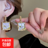 銀針布藝花朵耳環(huán)海邊度假風(fēng)時(shí)尚百搭耳釘個(gè)性氣質(zhì)耳飾送女友禮物 38#耳扣-金色-紫色