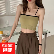 【免穿內(nèi)衣】可外穿無鋼圈背心式文胸女士少女學(xué)生新款裹胸抹胸 軍綠 均碼（80-130斤）