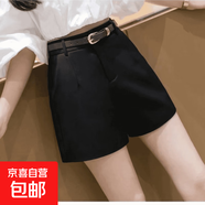 拯救大粗腿小個(gè)子A字四分短褲腰收腹遮肉顯瘦不露PP辣妹短褲 黑色 XL (推薦腰圍【76】)