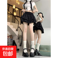設(shè)計感荷葉邊黑色蛋糕裙女裝夏季芭蕾風(fēng)短裙高腰半身裙白色蓬蓬裙 黑色 M