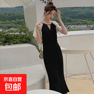 法式連衣裙女2025夏季新款氣質(zhì)顯瘦長裙海邊度假收腰沙灘裙子1348 黑色 XL 【120-130斤】