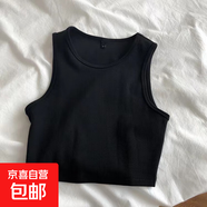 歐美風(fēng)小背心女裝高腰顯瘦內搭T恤女彈力短款無(wú)袖打底衫女夏百搭 黑色 XL