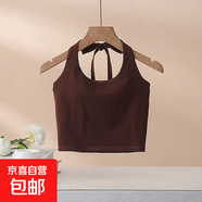 工廠批發(fā)帶胸墊吊帶半練背心女內(nèi)搭掛脖外穿文胸打底抹胸內(nèi)衣裹胸 咖啡色【固定罩杯】 L 【105-120斤】
